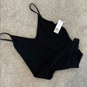 Black v neck body suit